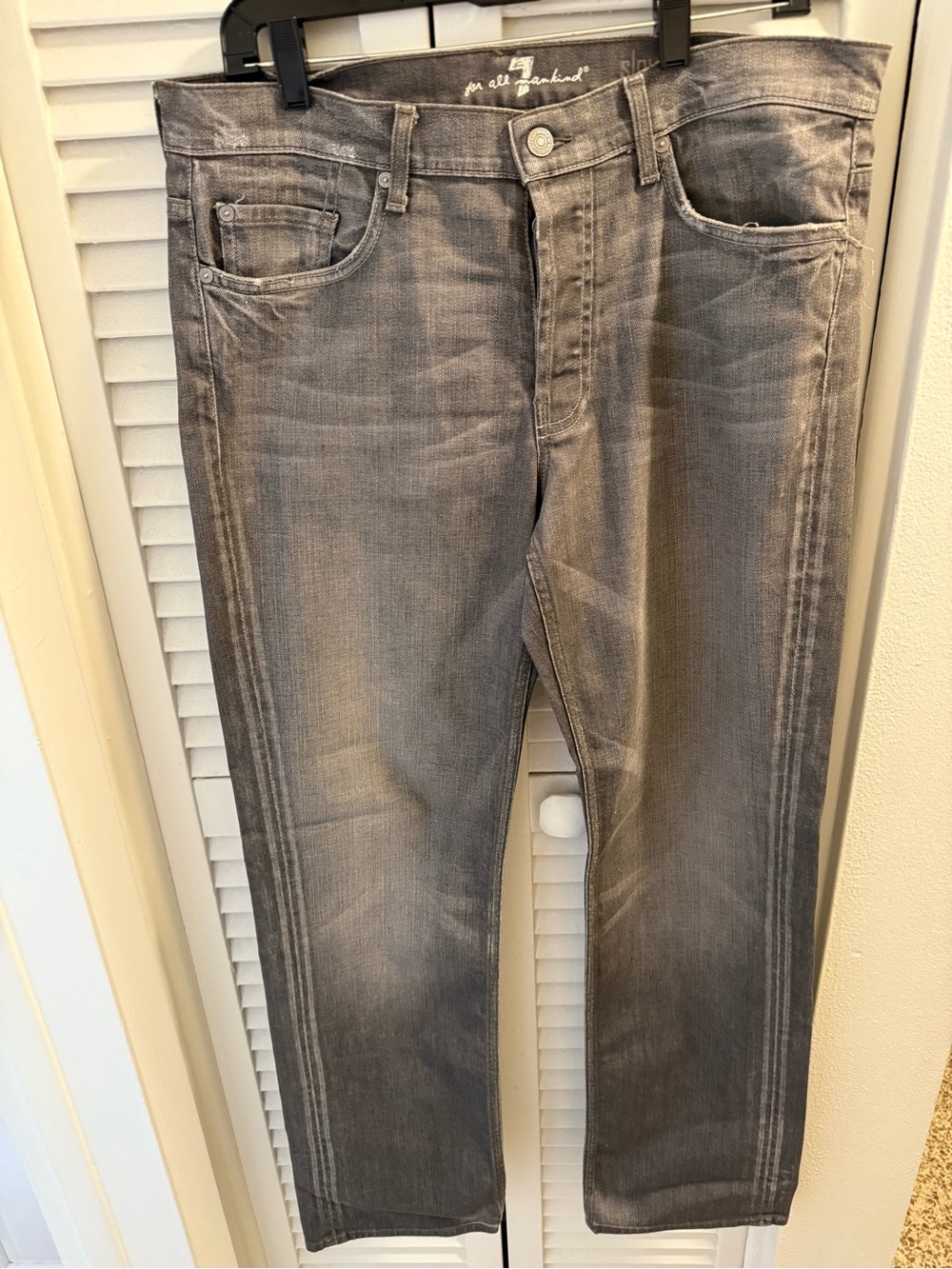 7 For All Mankind Men's Gray Jeans - Casual Straight Fit